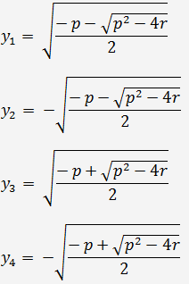 roots of biquadratic equation