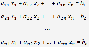 soustava n lineárních rovnic o n neznámých